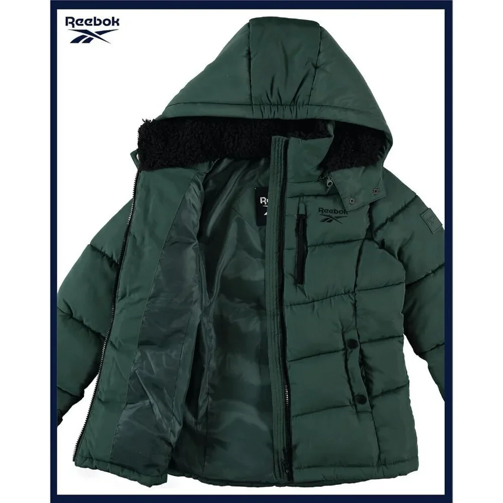 Girls Winter Coat - Heavyweight Quilted Girls Jacket Zip Up Weather Resistant Pu